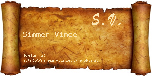 Simmer Vince névjegykártya